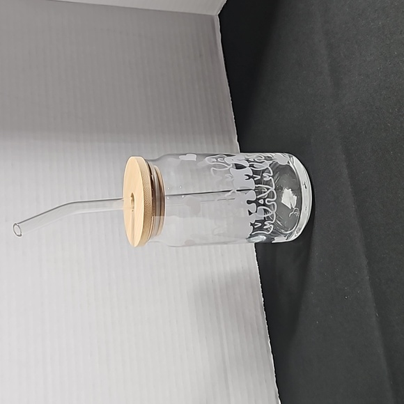GLASS TUMBLER WITH GLASS STRAW - Picture 1 of 7